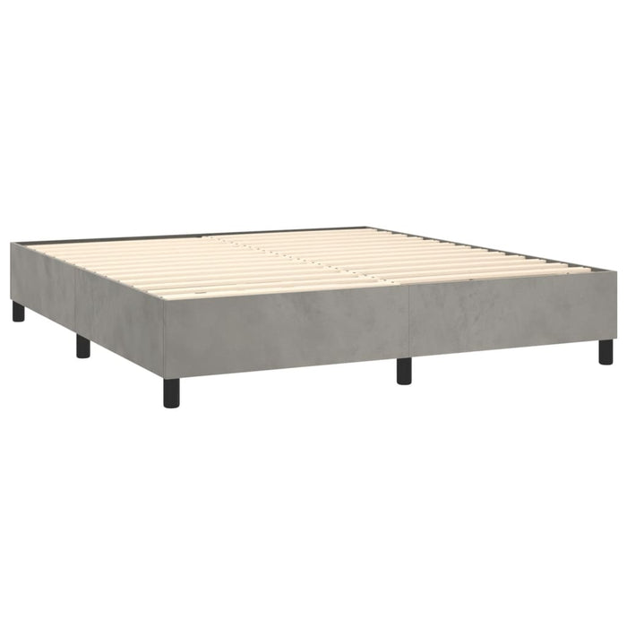 Pat box spring cu saltea, gri deschis, 160x200 cm, catifea - WALTI WALTI