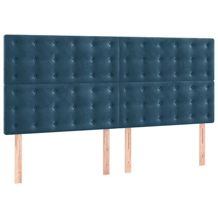 Pat box spring cu saltea, albastru închis, 160x200 cm, catifea - WALTI WALTI