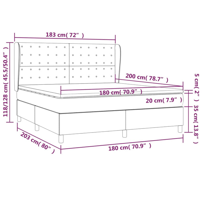 Pat box spring cu saltea, negru, 180x200 cm, catifea - WALTI WALTI