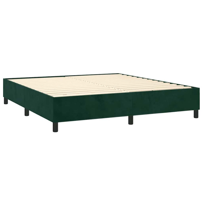Pat box spring cu saltea, verde închis, 180x200 cm, catifea WALTI