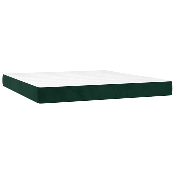 Pat box spring cu saltea, verde închis, 180x200 cm, catifea WALTI