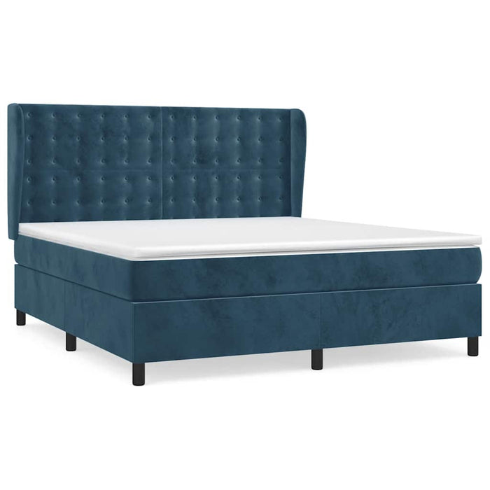 Pat box spring cu saltea, albastru închis, 180x200 cm, catifea - WALTI WALTI