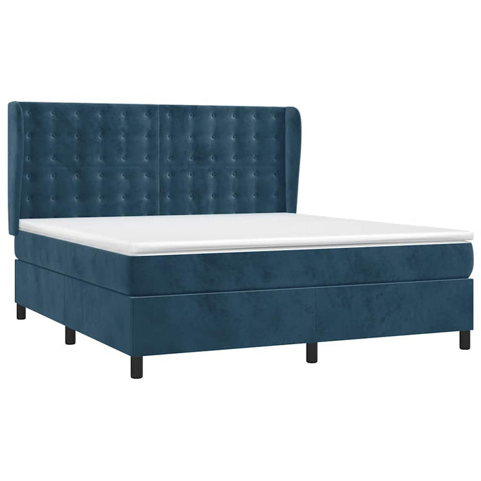 Pat box spring cu saltea, albastru închis, 180x200 cm, catifea - WALTI WALTI