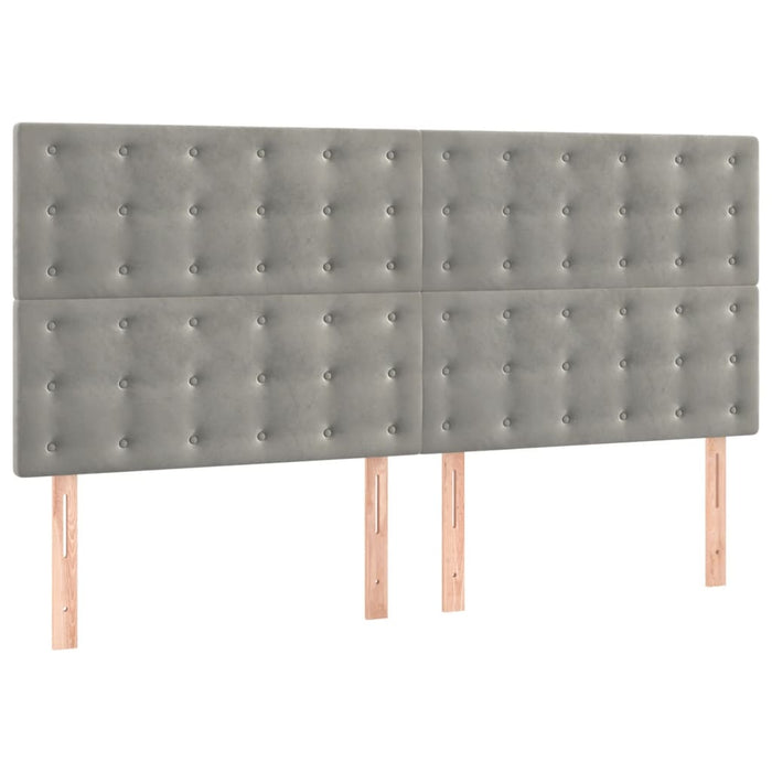 Pat box spring cu saltea, gri deschis, 200x200 cm, catifea - WALTI WALTI