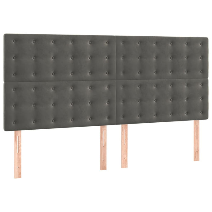 Pat box spring cu saltea, gri închis, 200x200 cm, catifea - WALTI WALTI