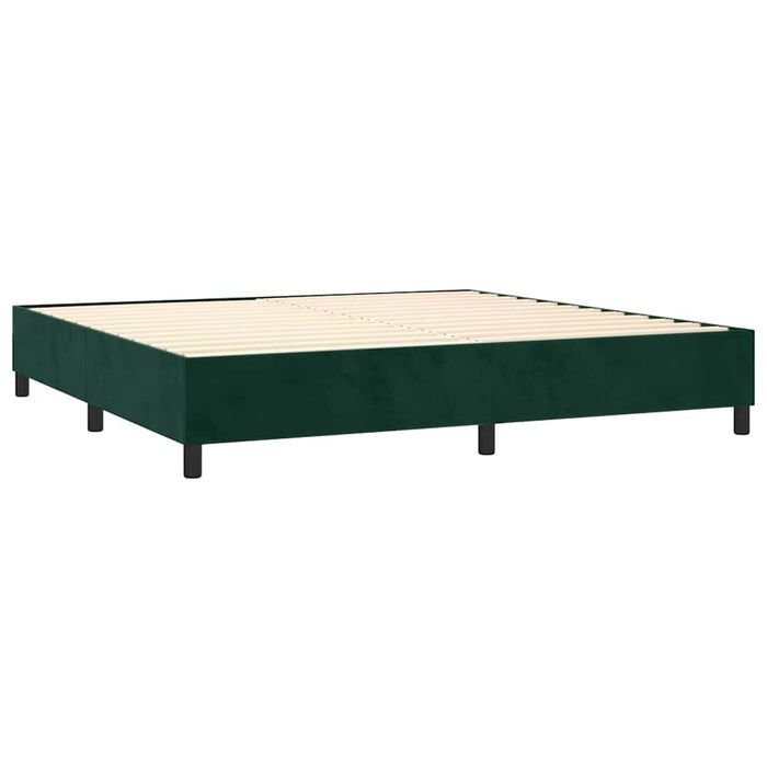 Pat box spring cu saltea, verde închis, 200x200 cm, catifea WALTI