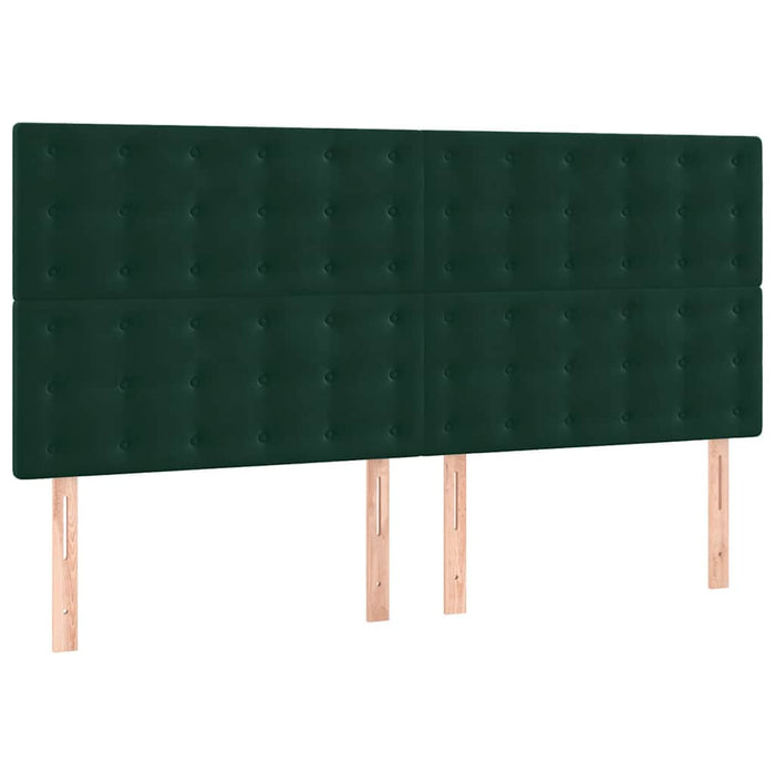 Pat box spring cu saltea, verde închis, 200x200 cm, catifea WALTI