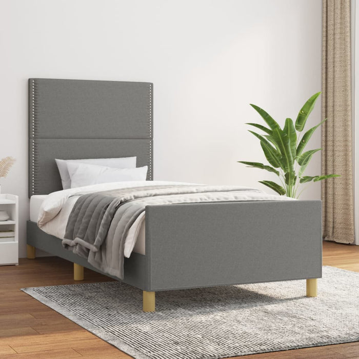 Cadru de pat fără saltea, gri închis, 100x200 cm, textil - WALTI WALTI