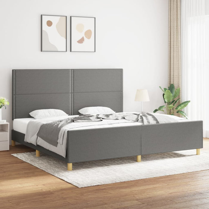 Cadru de pat fără saltea, gri închis, 200x200 cm, textil - WALTI WALTI