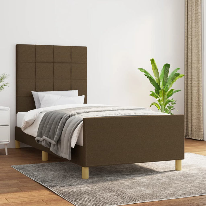 Cadru de pat fără saltea, maro închis, 80x200 cm, textil WALTI