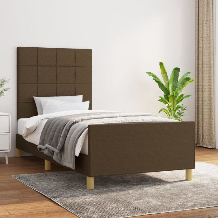 Cadru de pat fără saltea, maro închis, 100x200 cm, textil - WALTI WALTI
