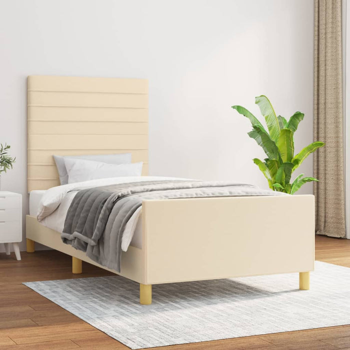 Cadru de pat fără saltea cremă 80x200 cm țesătură - WALTI WALTI