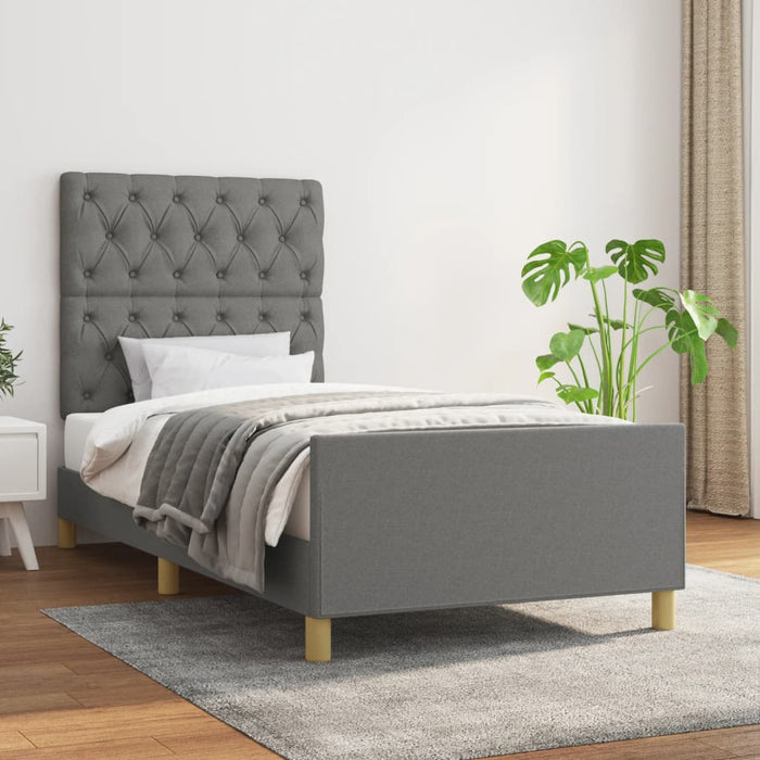 Cadru de pat fără saltea, gri închis, 80x200 cm, textil WALTI