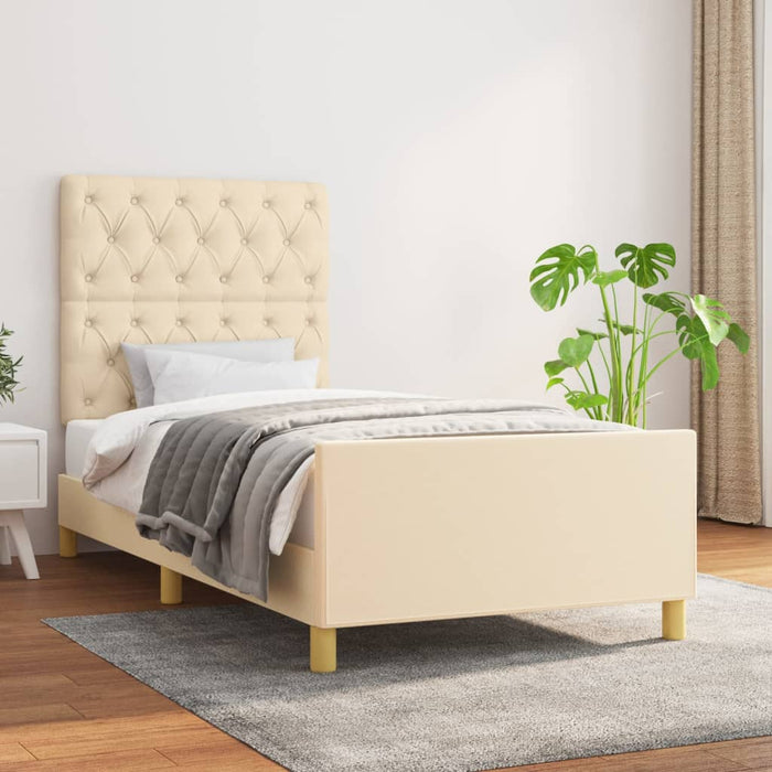Cadru de pat fără saltea cremă 80x200 cm țesătură - WALTI WALTI