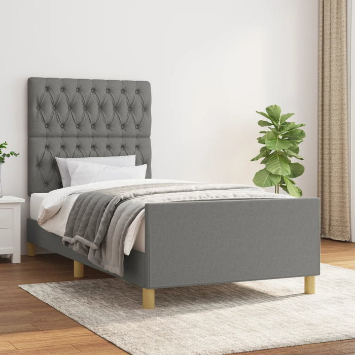 Cadru de pat fără saltea, gri închis, 90x190 cm, textil - WALTI WALTI