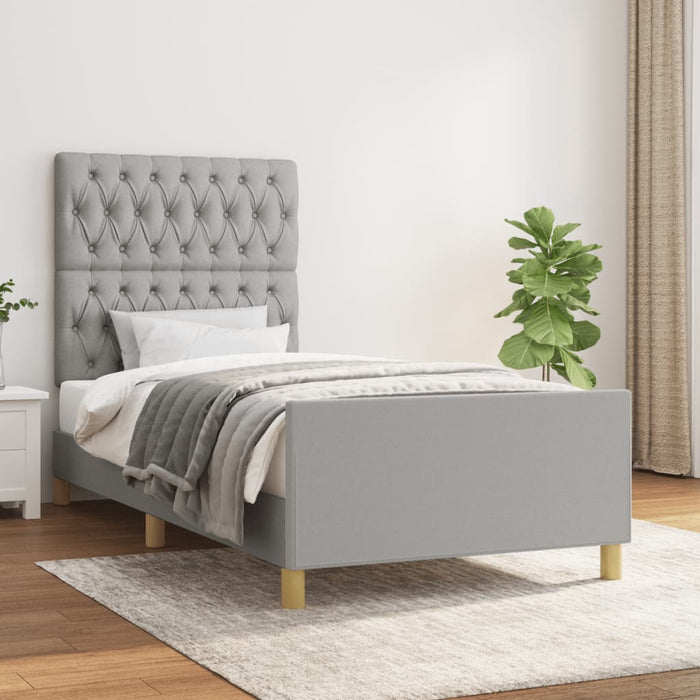 Cadru de pat fără saltea, gri deschis, 100x200 cm, textil - WALTI WALTI