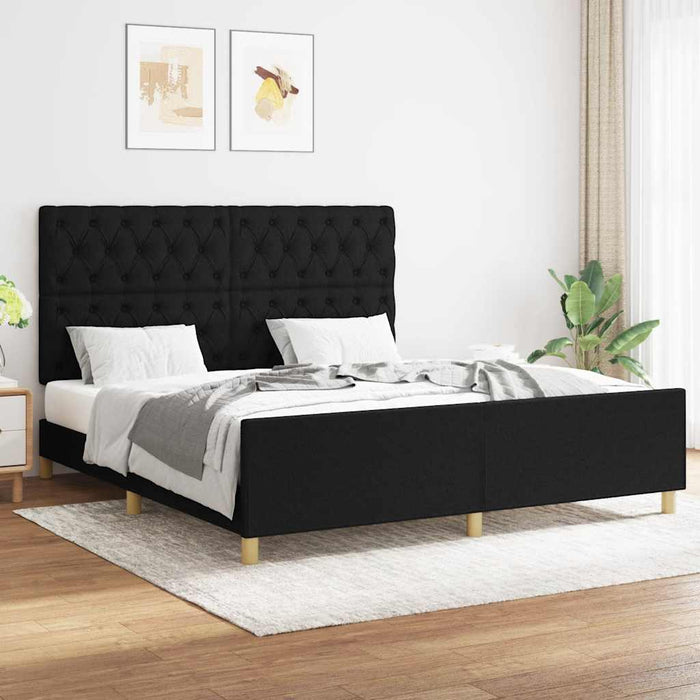 Cadru de pat fără saltea, negru, 160x200 cm, textil - WALTI WALTI