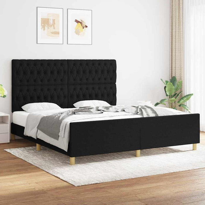 Cadru de pat fără saltea, negru, 180x200 cm, textil - WALTI WALTI