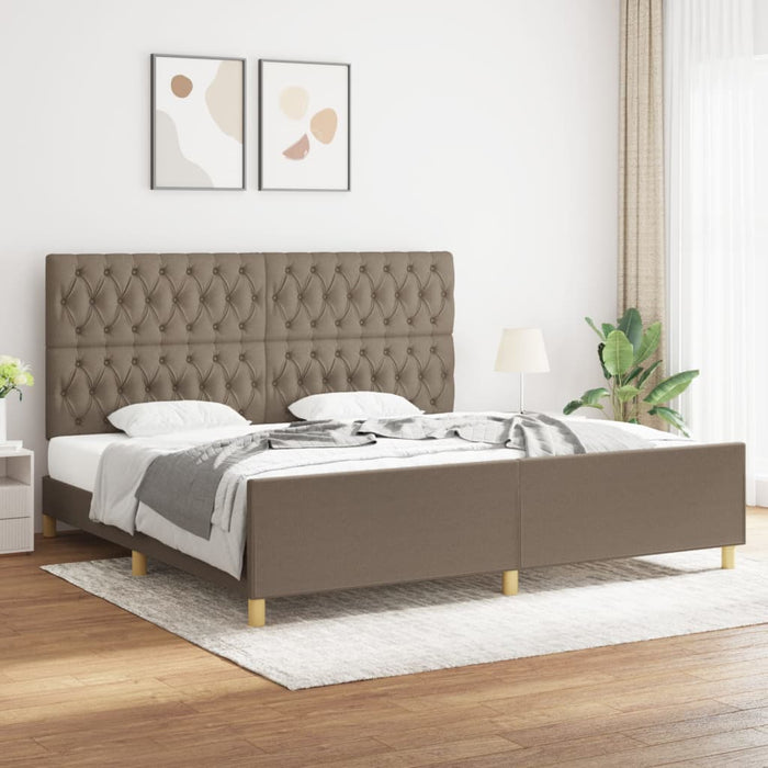 Cadru de pat cu tăblie, gri taupe, 200x200 cm, textil - WALTI WALTI