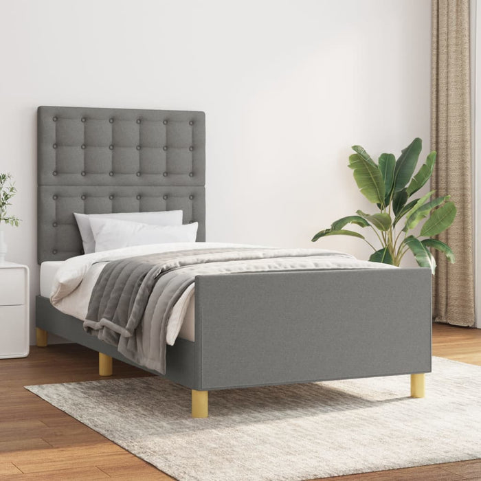 Cadru de pat cu tăblie, gri închis, 80x200 cm, textil - WALTI WALTI