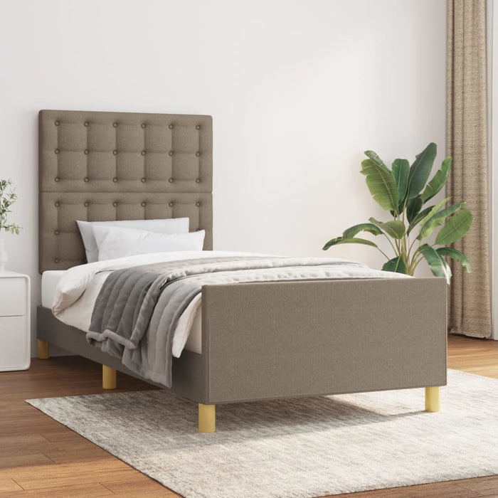Cadru de pat cu tăblie, gri taupe, 80x200 cm, textil - WALTI WALTI