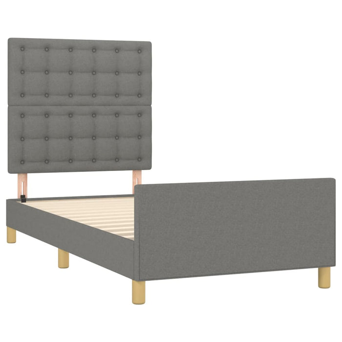 Cadru de pat cu tăblie, gri închis, 90x190 cm, textil - WALTI WALTI