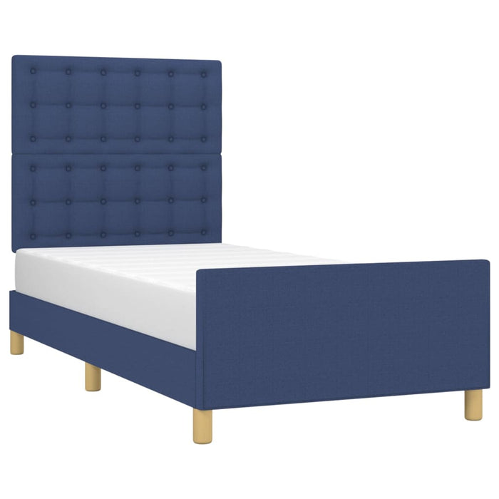 Cadru de pat cu tăblie, albastru, 90x190 cm, textil - WALTI WALTI