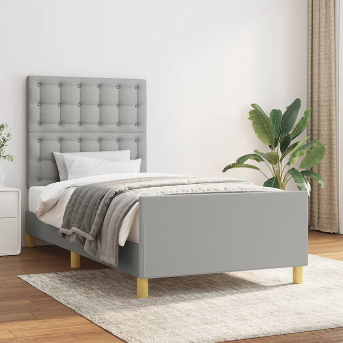 Cadru de pat cu tăblie, gri deschis, 90x200 cm, textil - WALTI WALTI