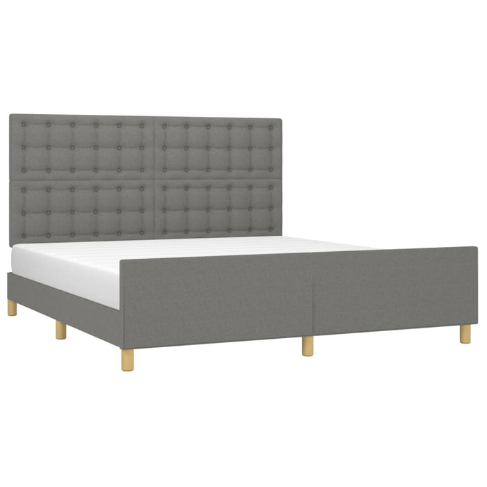 Cadru de pat cu tăblie, gri închis, 180x200 cm, textil - WALTI WALTI