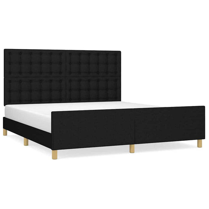 Cadru de pat cu tăblie, negru, 180x200 cm, textil - WALTI WALTI