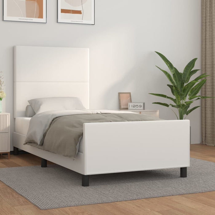 Cadru de pat cu tăblie, alb, 90x190 cm, piele ecologică - WALTI WALTI