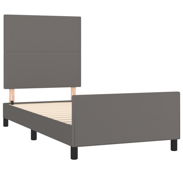Cadru de pat cu tăblie, gri, 90x200 cm, piele ecologică - WALTI WALTI