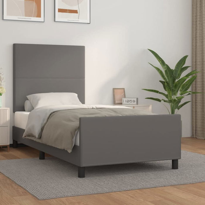 Cadru de pat cu tăblie, gri, 90x200 cm, piele ecologică - WALTI WALTI