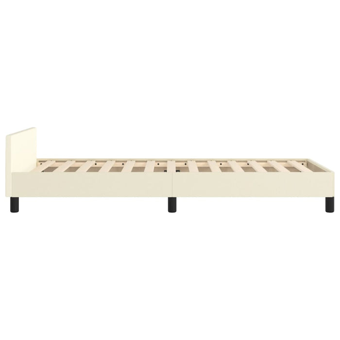 Cadru de pat cu tăblie, crem, 100x200 cm, piele ecologică - WALTI WALTI