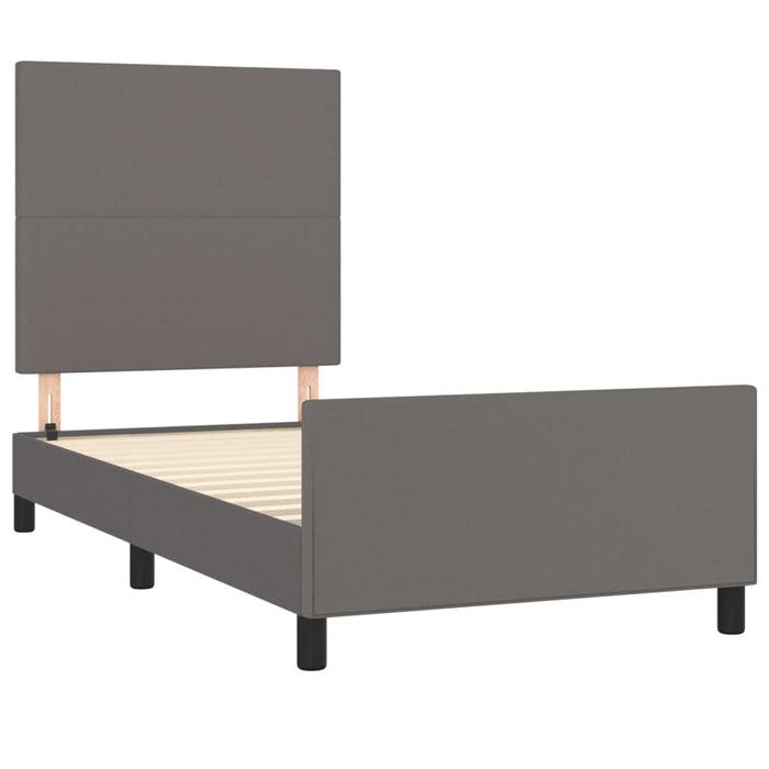 Cadru de pat cu tăblie, gri, 100x200 cm, piele ecologică - WALTI WALTI