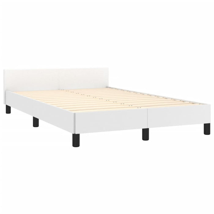 Cadru de pat cu tăblie, alb, 120x200 cm, piele ecologică WALTI