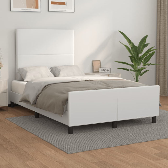 Cadru de pat cu tăblie, alb, 120x200 cm, piele ecologică WALTI