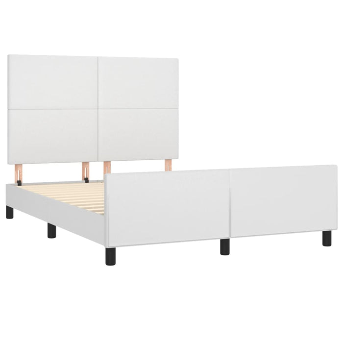 Cadru de pat cu tăblie, alb, 140x190 cm, piele ecologică - WALTI WALTI
