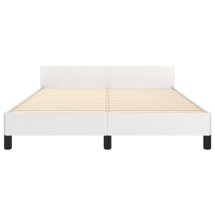 Cadru de pat cu tăblie, alb, 140x190 cm, piele ecologică - WALTI WALTI