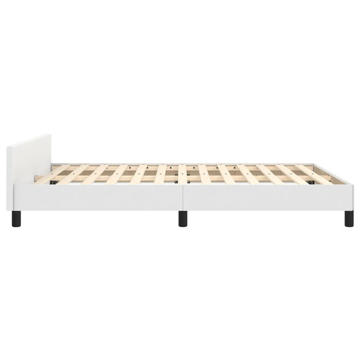 Cadru de pat cu tăblie, alb, 140x190 cm, piele ecologică - WALTI WALTI