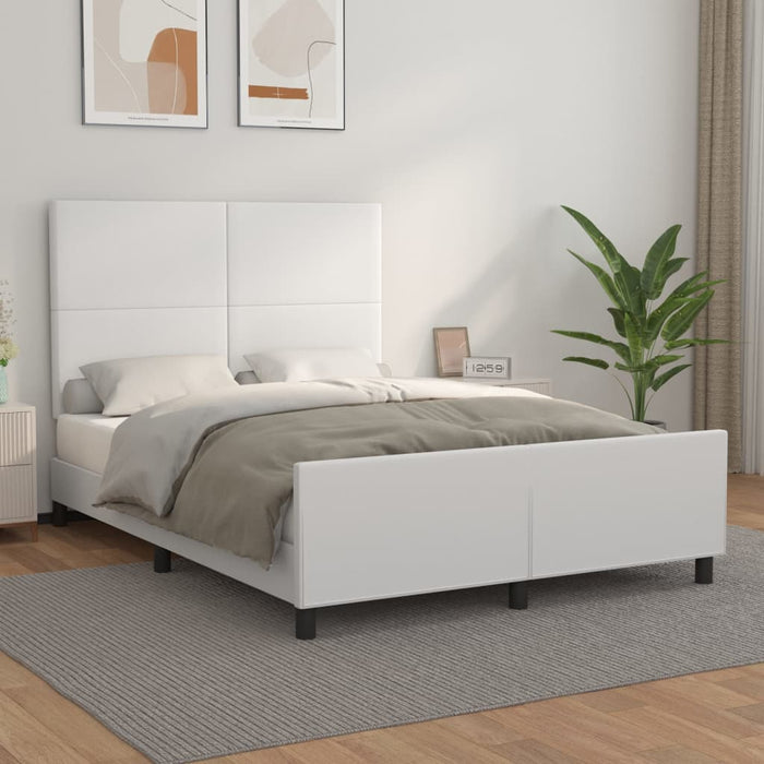Cadru de pat cu tăblie, alb, 140x190 cm, piele ecologică - WALTI WALTI