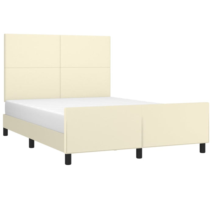 Cadru de pat cu tăblie, crem, 140x190 cm, piele ecologică - WALTI WALTI