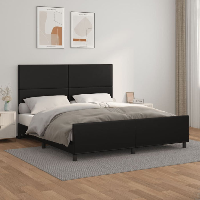 Cadru de pat cu tăblie, negru, 160x200 cm, piele ecologică - WALTI WALTI