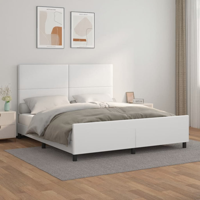 Cadru de pat cu tăblie, alb, 160x200 cm, piele ecologică - WALTI WALTI