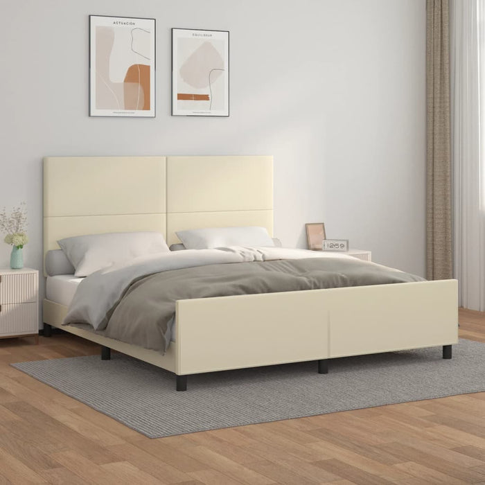 Cadru de pat cu tăblie, crem, 160x200 cm, piele ecologică - WALTI WALTI