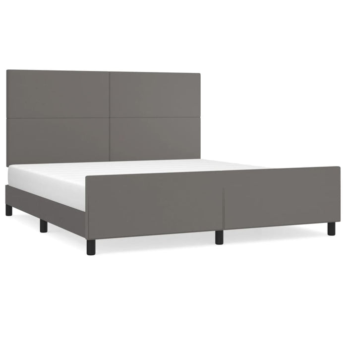 Cadru de pat cu tăblie, gri, 160x200 cm, piele ecologică - WALTI WALTI