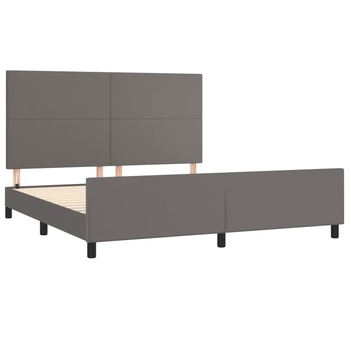 Cadru de pat cu tăblie, gri, 160x200 cm, piele ecologică - WALTI WALTI