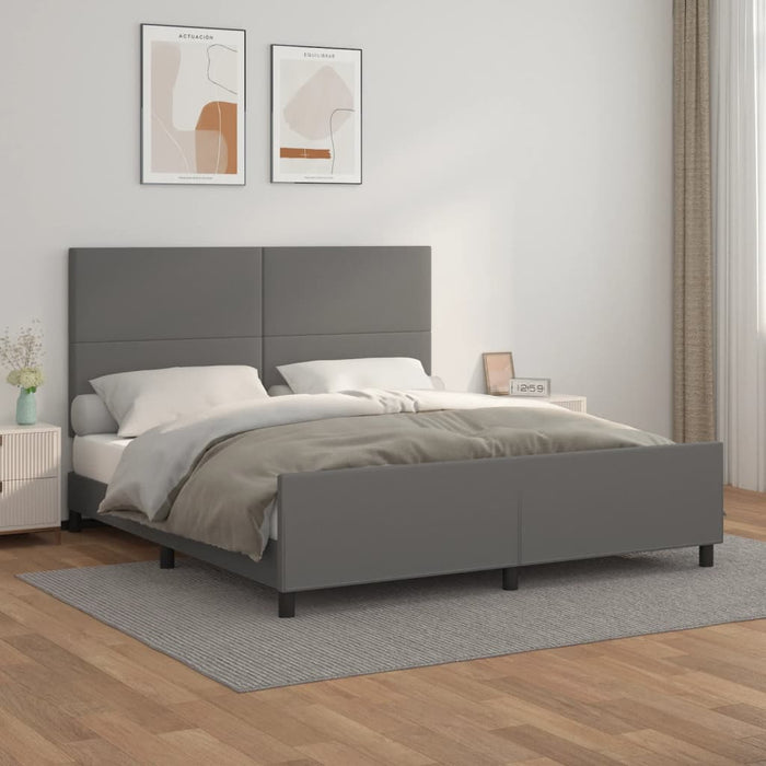 Cadru de pat cu tăblie, gri, 160x200 cm, piele ecologică - WALTI WALTI