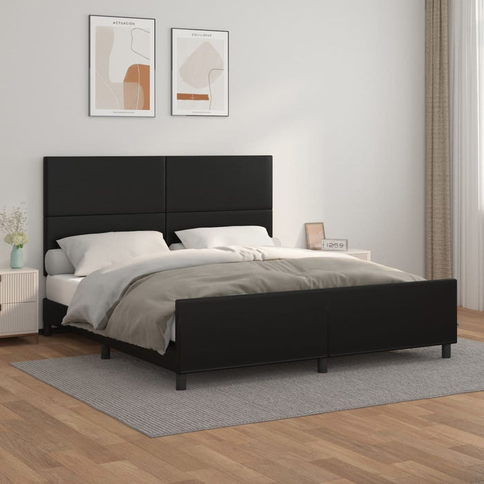 Cadru de pat cu tăblie, negru, 180x200 cm, piele ecologică - WALTI WALTI