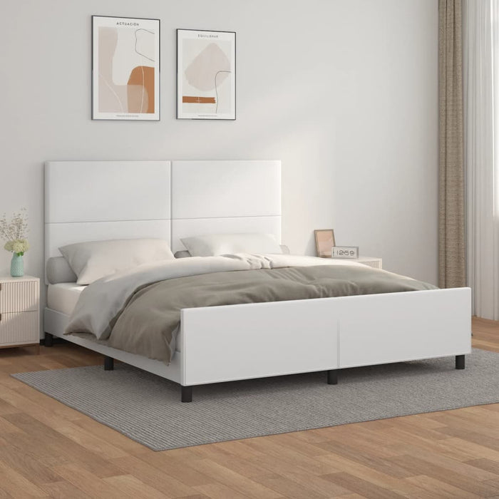 Cadru de pat cu tăblie, alb, 180x200 cm, piele ecologică - WALTI WALTI
